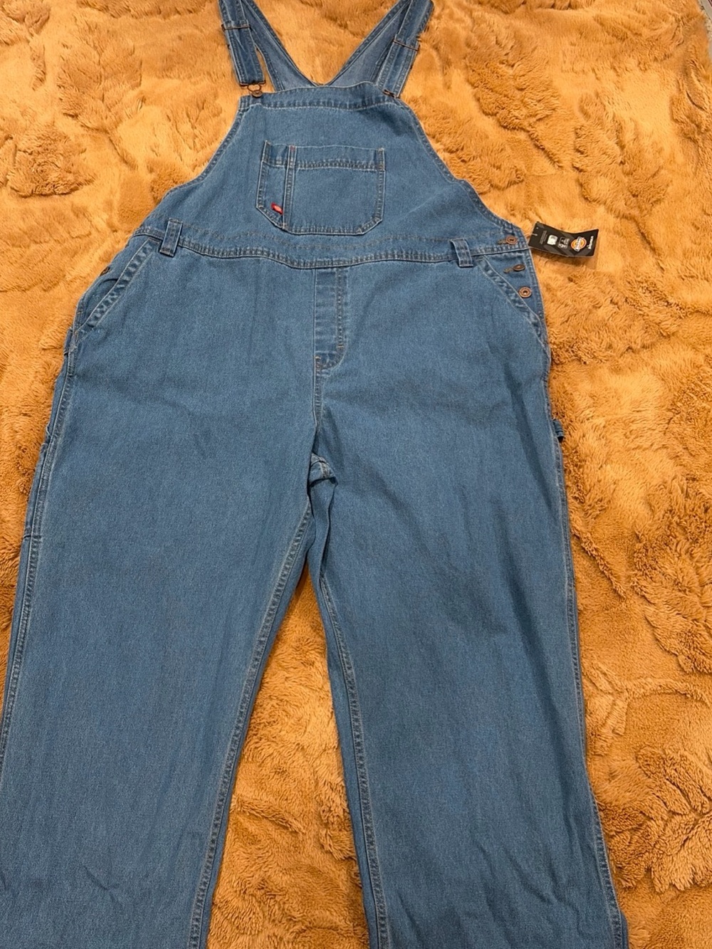 NWT Dickies Overalls Bib Denim Women Plus 2XL Relaxed Fit Straight Leg Carpenter